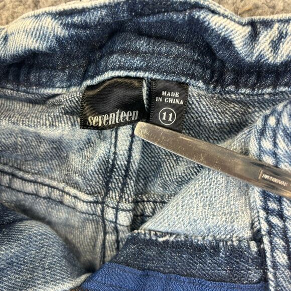 VTG Seventeen Jean Shorts Sz 11 Patriotic Distressed Cut Off Denim Blue Striped - Picture 4 of 12